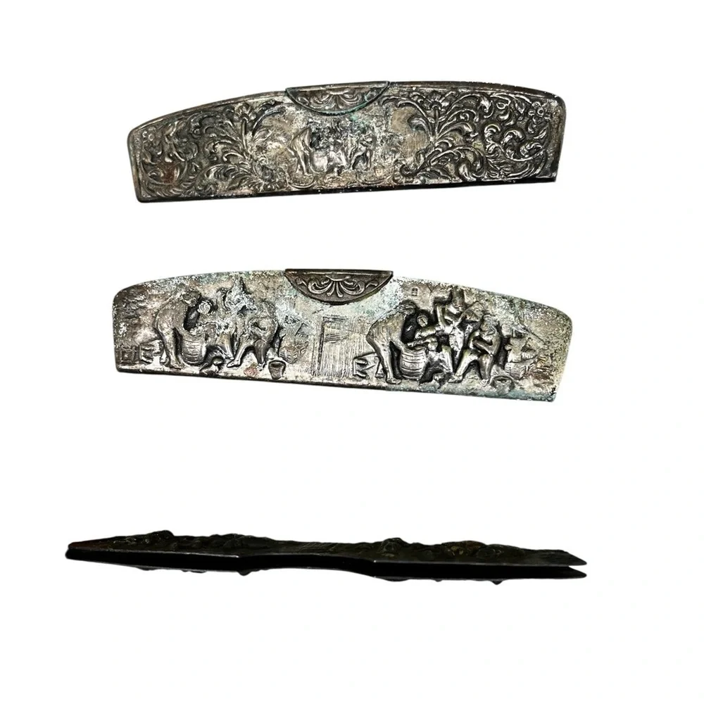 1960’s Denmark Repousse Silver Plated Hair Comb Case with Plastic Comb Vintage